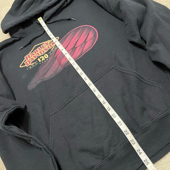 Harley Davidson 120th Anniversary Black w/ Red Hoodie Sweatshirt Large - Picture 5 of 7